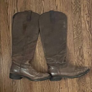 Brown Knee-High Leather Cowboy Boots sz 6(?)